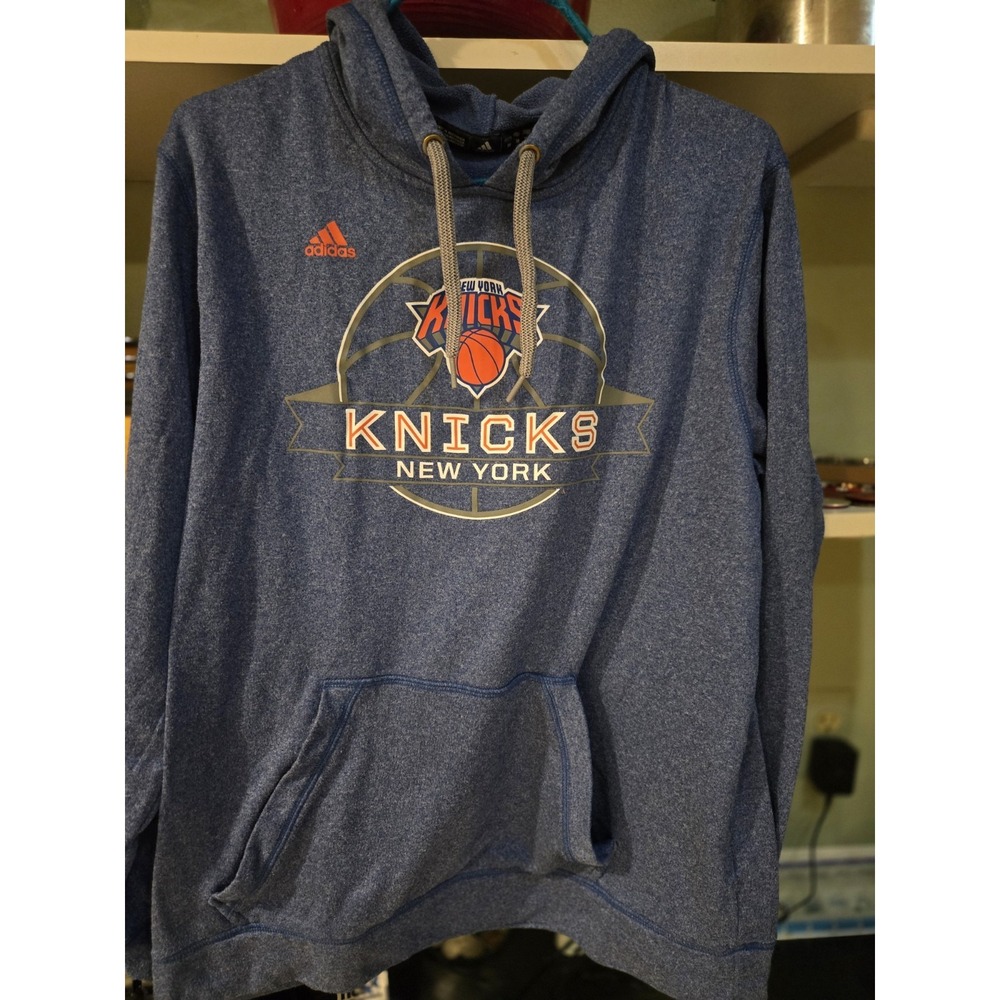 New York Knicks Adidas Climawarm Hoodie NBA Pullover Blue Men's Medium